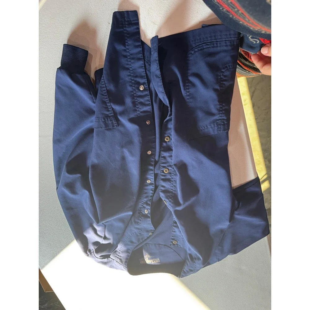 Greys Anatomy by Barco Navy Blue Scrub Set Spandex Stretch Top L Jogger Pants MT